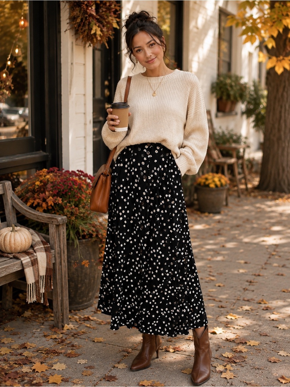 ASOS Black Floral Maxi Skirt